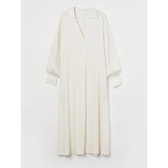 H&M Wide Cut Kaftan Dress Cream New - Picture 4 of 11